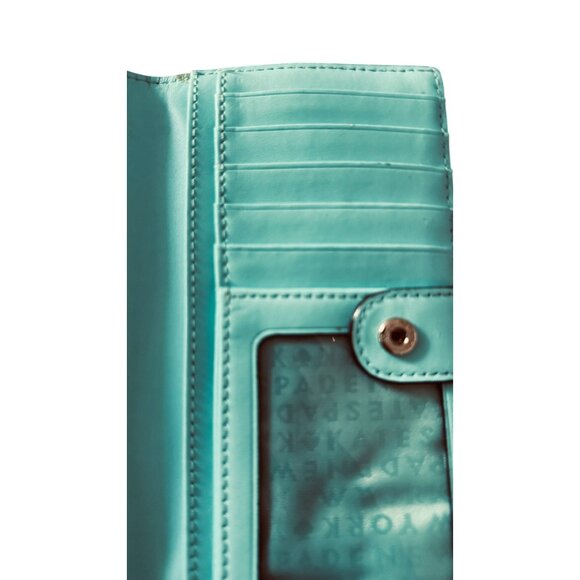 Kate Spade turquoise Large Slim Leather Wallet With Multiple Card Slots & ID Win - Picture 4 of 11